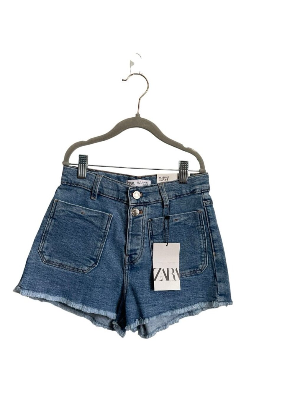 New Zara Girl Frayed Hem Denim Marine Shorts Blue Size 11 12 Years 152 CM Y424A